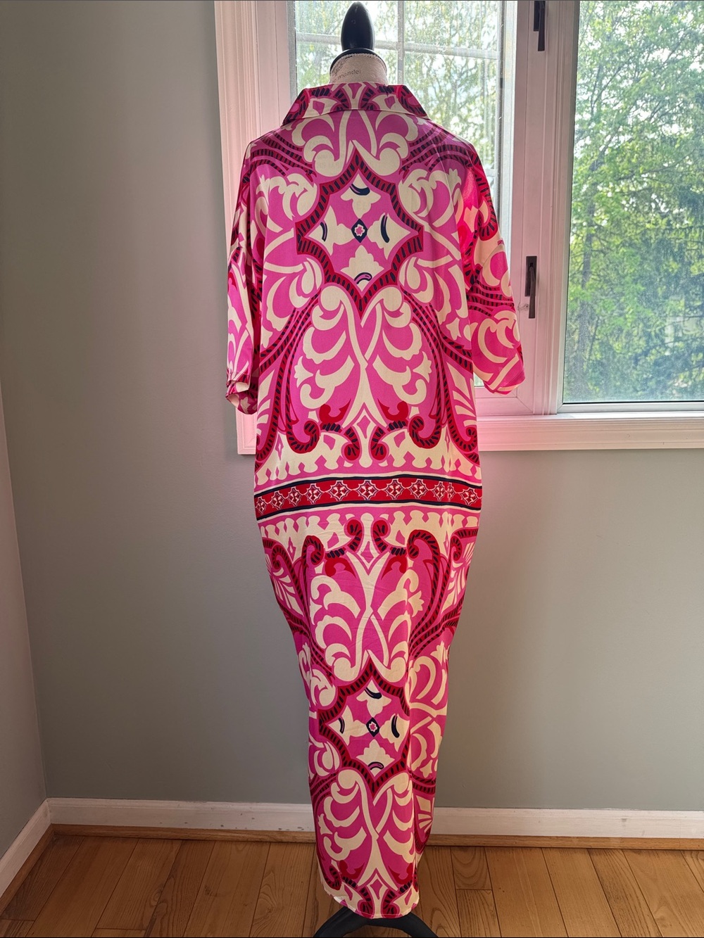 GiGio USA pink paisley Majolica print caftan M/L - Picture 4 of 8